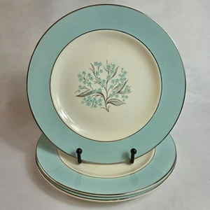 VIER Sevron Blue Lace Salatteller Floral Center Aqua Blue Rand - Bild 1 von 12