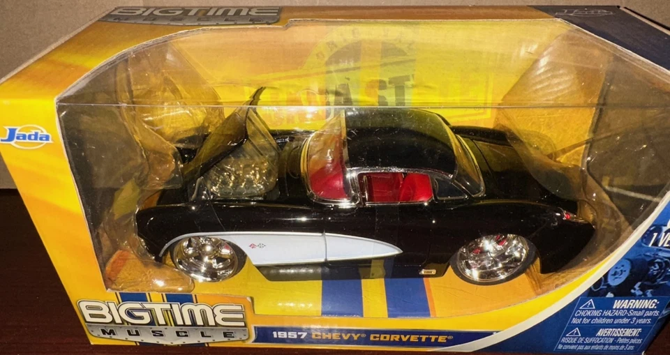 Jada Big Time Muscle 1957 Black Chevy Corvette #53003 #783* - Image 1 of 1