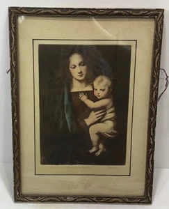 Antikes gerahmtes Madonna mit Kind Bild mit Rahmen von Raffael - Bild 1 von 16