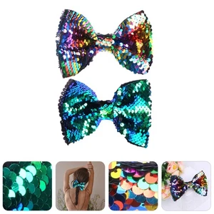 2 Pcs Sequin Bow Hair Clip Child Women's Accessories for Girls Sequins Clips - Foto 1 di 12
