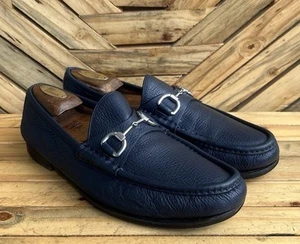 Gucci Hombre Horsebit Azul Cuero Mocasines Zapatos de Vestir Talla UK 8/US 8.5 - Imagen 1 de 18