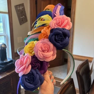 BEAUTIFUL Colored Fascinator/Derby/MardiGras Headband-Made ByLocal Artist In KY. - Picture 1 of 8