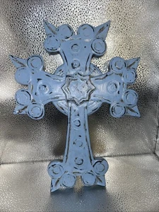 Wood Cross Aqua 12”x9” Made in Indonesia - Picture 1 of 10