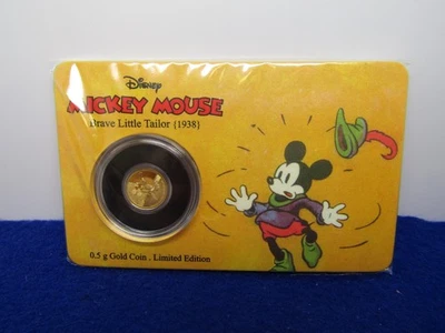 Moneda de oro Mickey Mouse Brave Little Tailor 2016 0,5 g edición limitada Foto 1 de 2