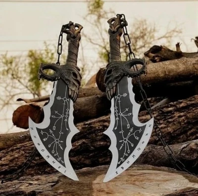 Espada Hecha a Mano God of War Blades of Chaos Hojas Gemelas, Kratos Metal Juegos con disfraces! Foto 1 de 4