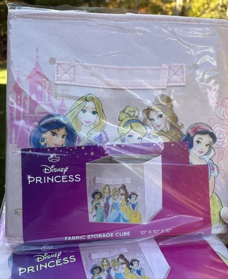 Disney Princess Fabric Storage Cube Folds Up Kids Girl Room 10x10x10 - Image 1 of 4