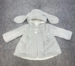 Bunnies By The Bay Jacket Baby Girls 24-36 Months Toddler Gray Fuzzy Bunny Coat - Picture 1 of 14