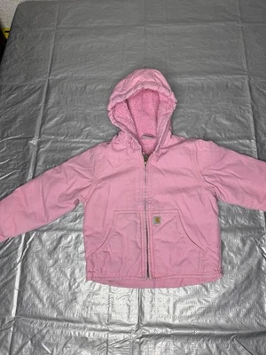 Carhartt Jacket Youth Medium XXS Pink Hooded Sherpa Lined Coat RN 13706 - Image 1 of 4