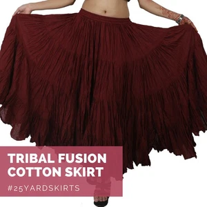 Falda gitana de algodón Wevez moderna tribal danza del vientre 4 niveles 25 y... - Imagen 1 de 3
