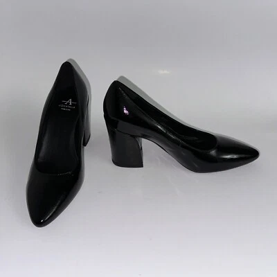 New AQUATALIA Leather Pump Block Heel Black Shoes Women’s Size 5.5 - Image 1 of 4