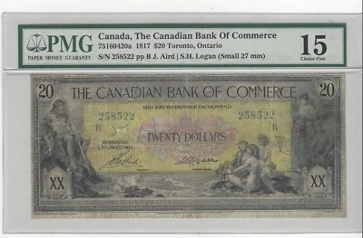 1917 Canadian Bank of Commerce $20 Note Cat#16-04-20a SN# 258522 PMG F-15 SL - Image 1 of 2