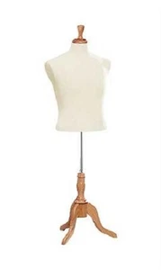 Camisa Forma Hombre Maniquí Tejido Jersey Blanco Off Trípode Base Madera Talla 38 - Imagen 1 de 3