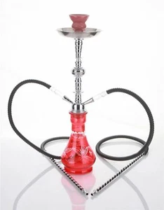 2 Tuyau Rouge Cristal Shisha Tuyau Laser Fumer Huka Set Meilleur Acheter Nargila - Picture 1 of 7