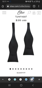 NEW OTTA Bond Black Satin Bow Tie Untied - Picture 1 of 9