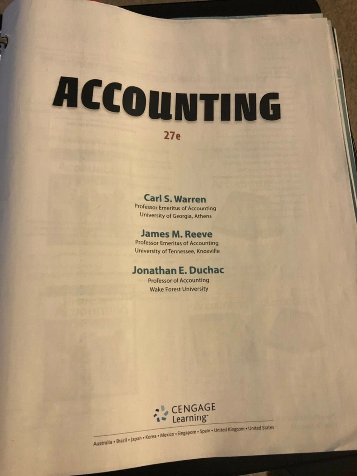 Cencage Learning Accounting Loose Leaf Textbook 27e (w/o Access Key) - Image 1 of 1