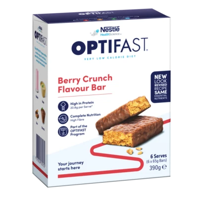 Optifast VLCD 6 x 65g (390g) Bars - Berry Crunch Flavour Meal Replacement Diet - Image 1 of 4