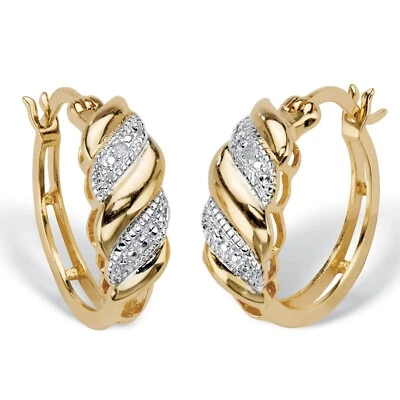 14K Yellow Gold Finish 2Ct Round Cut Lab Created Diamond Solitaire Hoop Earring - Image 1 of 3