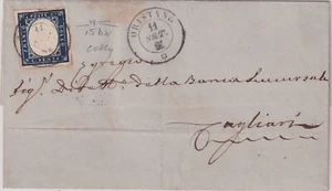Sardinien 1861 20c. Cobalt Übersee Dunkelblau ( n° 15Di) Isoliert auf Brief 394/ - Picture 1 of 4