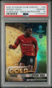 2020-21 Jeremy Doku Topps Stadium Club Chrome Gold Rookie Card 41/50 PSA 10 - Picture 1 of 3