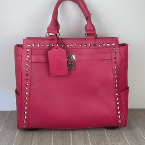 Cabrelli & Co. Women's Pink Studded Leather Roller Brief Laptop Bag