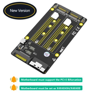 Dual 2X M.2 NVME SSD to Slimline SFF-8654 8X Adapter (PCIe Bifurcation - Picture 1 of 7