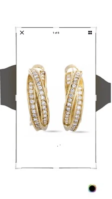 Cartier Trinity Oro Amarillo 18K Diamante Pavé Entrecruzado Huggie Omega Oreja Trasera... Foto 1 de 2
