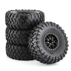 Metal 2.2" Beadlock Wheel Rim Tire Set for 1/8 1/10 RC Crawler Car Axial SCX10 - Picture 1 of 6