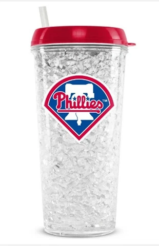 PHILADELPHIA PHILLIES 16 OZ CRYSTAL FREEZER TRAVEL TUMBLER WITH STRAW FREE SHIP Cover