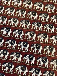 Rene Chagal Elephant Tie Burgundy Red Neck Tie - Picture 1 of 7