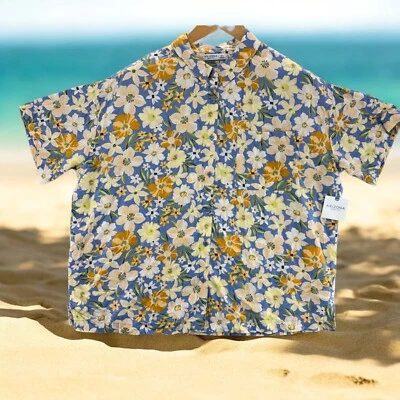 Arizona Jean Co Men's Button Up Blue Vintage Floral Size XXLarge 2XL Shirt - Image 1 of 4