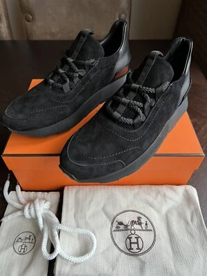 HERMÈS Hermes Buster Miles Damen Wildleder Suede Noir Sneakers EU 38 UK 5 US 8 - Bild 1 von 4