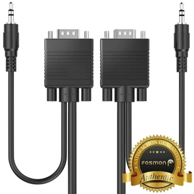 25FT Plug Play PC TV HD 1080P VGA Cable Male Adapter Cord 3.5mm TRS Aux Audio - Image 1 of 3