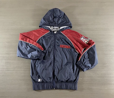 VINTAGE Arizona Wildcats Jacket Youth Small 6/7 Blue Red Starter Hooded Boys 90s Cover