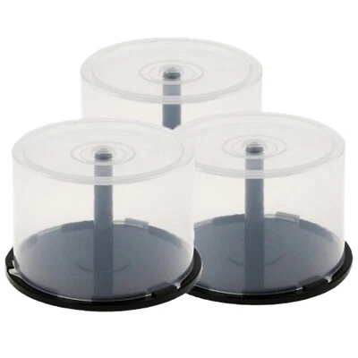 3 x 50 CD DVD Blu ray Discs Storage Empty Spindle Tub Transparent Cakebox - Image 1 of 4
