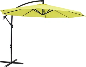 9.5-Foot Cantilever Umbrella with Air Vent, Cross Base, and Crank - Polyester Sh - Picture 1 of 12