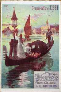 Postal publicitaria ferrocarril arte francés de Venecia/Belfort/Lucerna 1910 - Imagen 1 de 1