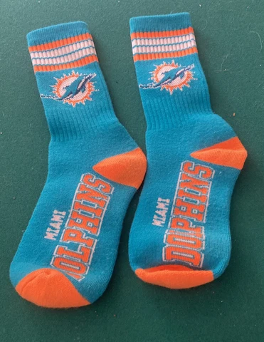 Miami Dolphins NFL Crew Socks One Pair. Blue & Orange & Double Sided. Brand New! Cover
