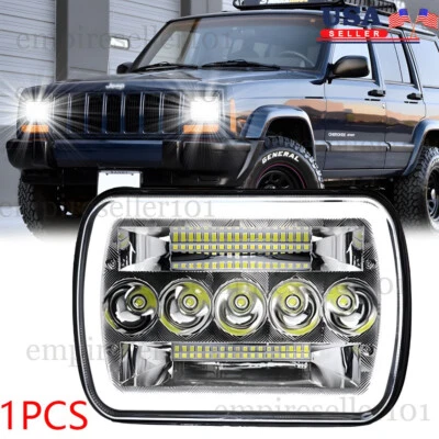 NEW 5X7 7x6 LED Headlight For 1986-1995 Jeep Wrangler YJ 1984-2001 Cherokee XJ - Image 1 of 4