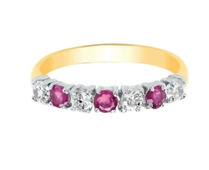 9ct Yellow Gold Ruby Eternity Ring Anniversary Band Fully Hallmarked - Picture 1 of 4