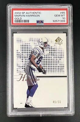 2002 SP Authentic Marvin Harrison GOLD /50 PSA 10 - Image 1 of 2