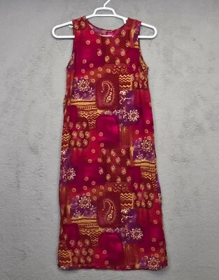 Sag Harbor Dress Womens S Maroon Patchwork Floral Paisley Boho Indie Artsy Retro - Image 1 of 4