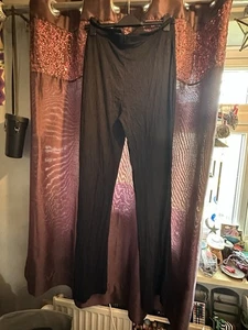 Missguided Black Flare Trousers with waist bands stretchy - Picture 1 of 4