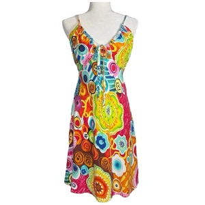 Vintage Jams World Sundress Small Abstract Floral Psychedelic Boho Festival READ - Picture 1 of 11