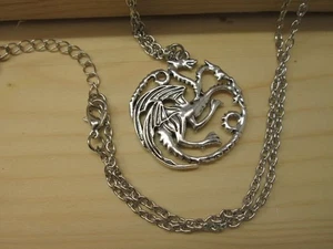 Game of Thrones Targaryen Drachen als Anhänger mit Kette, silberfarben - Bild 1 von 1