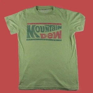 T-shirt Mountain Dew verde savyy M - logo invecchiato - difettosa con misure - Foto 1 di 5
