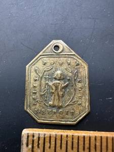 Antique Catholic Brass Medal S Benoit Priez Pour Nous Pray For Us Saint Benedict - Picture 1 of 6