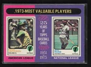 1975 Topps #211 1973 MVPs (Reggie Jackson / Pete Rose) Sehr guter Zustand - Bild 1 von 2