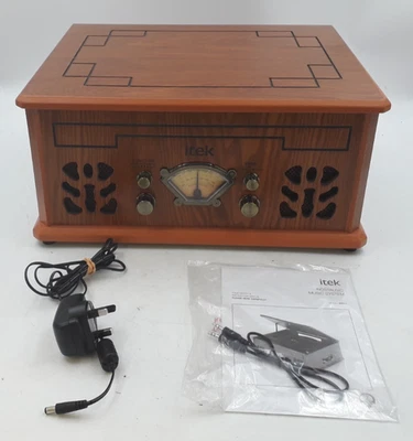 Itek Nostalgic Music System Wooden Brown CD, FM/AM Radio, Vinyls & Tapes I60011 - Image 1 of 4
