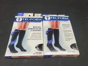 2 Packs Truform Compression BLACK Stockings Firm 20-30 Closed Toe Below Knee LG - Picture 1 of 5