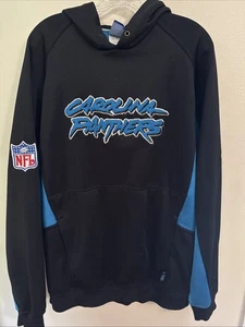 NFL Carolina Panthers Large Hooded Sweatshirt NFL Reebok Team Apparel Patches - Picture 1 of 7